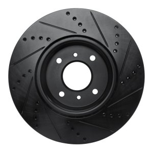 Nissan Sentra Brake Rotor (1) - Front Left - R1 Concepts - Drilled & Slotted - Black - `04-`06